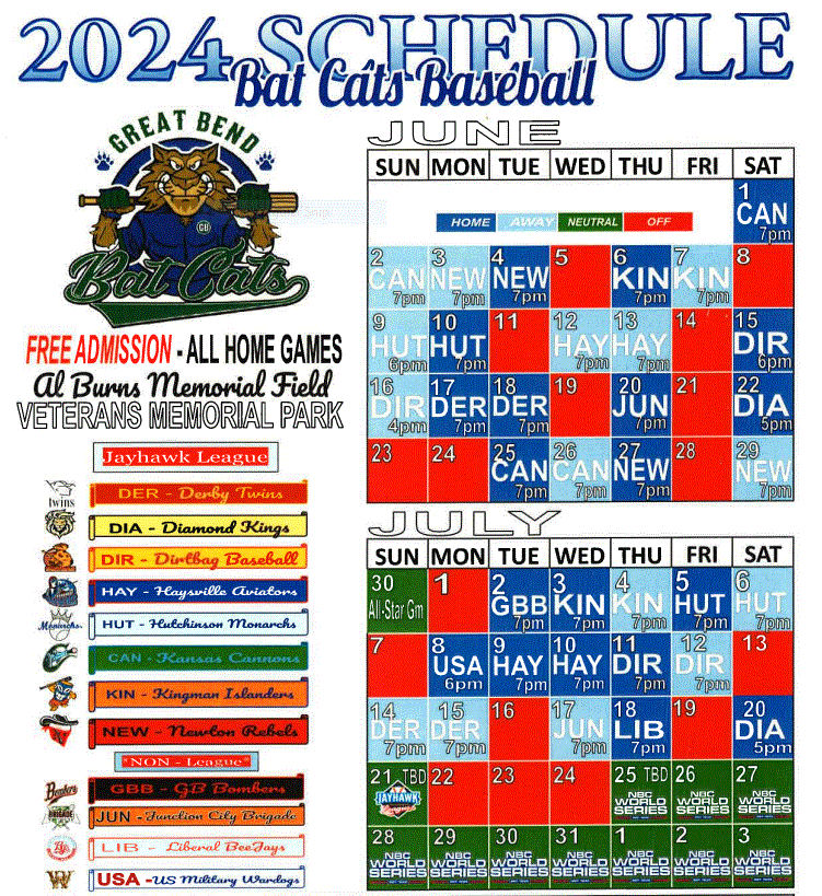 Great Bend Bat Cats 2025 Schedule